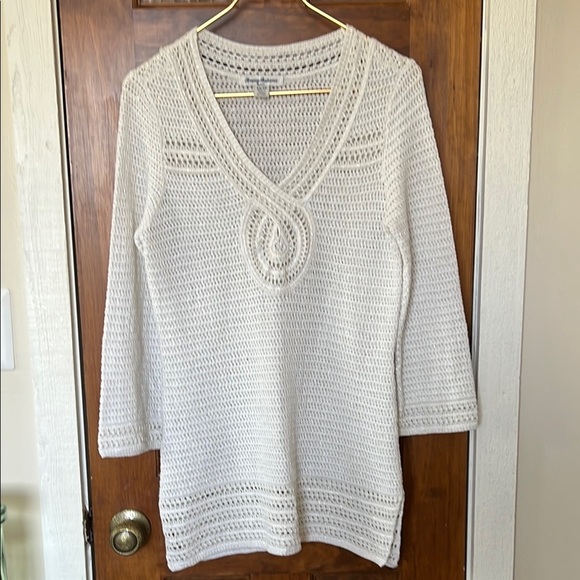 TOMMY BAHAMA Shimmer Sand Dollar Tunic Linen Cotton Blend | XS - Picture 2 of 12